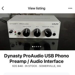Dynasty ProAudio UA2D USB Phono Preamp in White